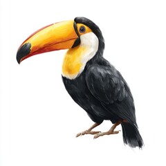 Fototapeta premium Colorful toucan with vibrant beak perched elegantly showcasing the beauty of rainforest wildlife and avian splendor