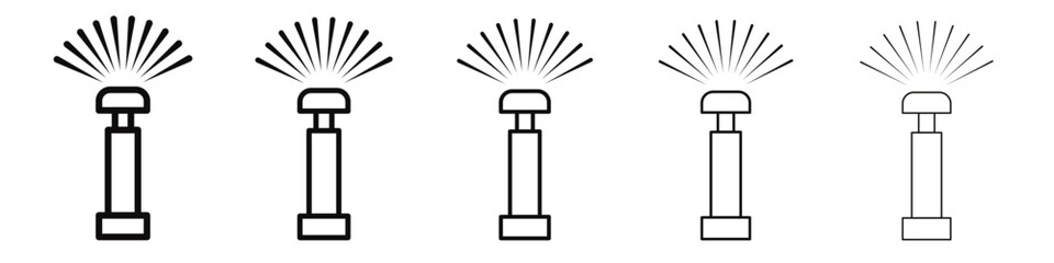 Automatic irrigation sprinklers icon black and white vector sign