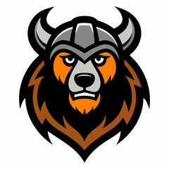 Viking bear head vector icon on white background.