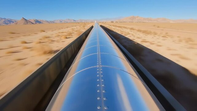 High Speed Transportation Concept , Hyperloop System Journey in the Desert Area
