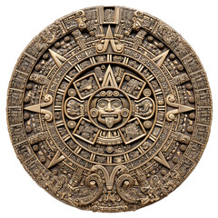 Aztec Sun Stone Replica Intricate Bronze-Colored