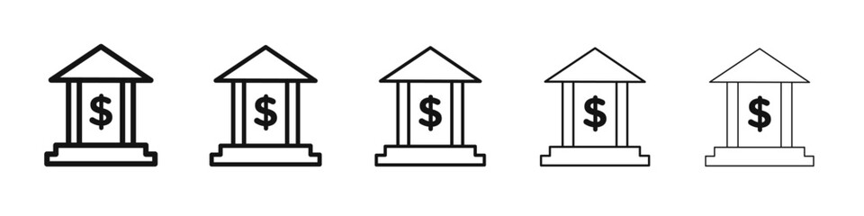 Bank icon black and white vector sign