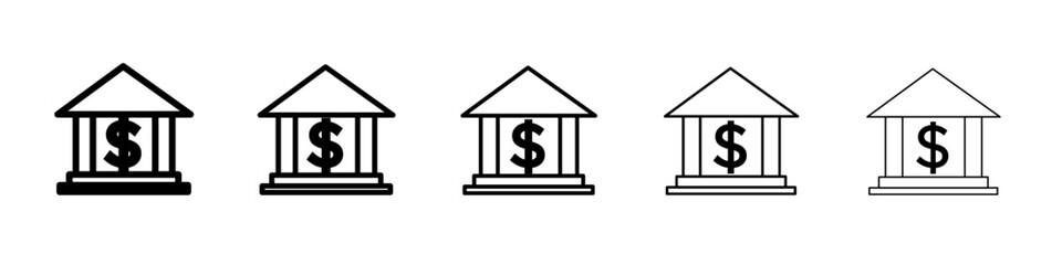 Bank icon black and white vector sign