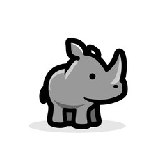 cute baby rhino cartoon on white background. adorable animal logo rhinoceros vector design illustration character
