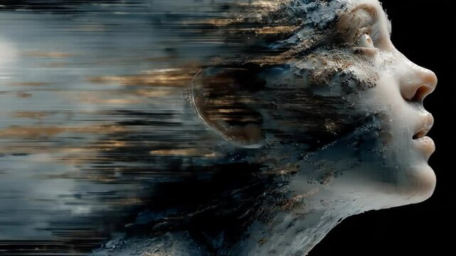 Woman with motion blur, and surreal portrait.