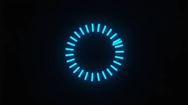 Neon blue circle graphic on a dark background