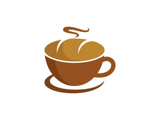 Coffee Cup with Steaming Bread Logo Template