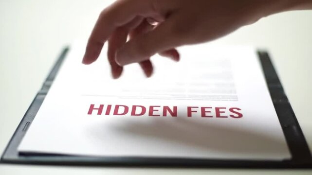 Hand Reviewing Document Highlighting Hidden Fees