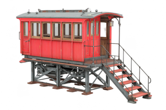 Red Train Car Displayed Outdoors