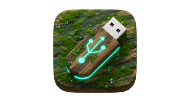 Wooden USB Drive 3D Illustration