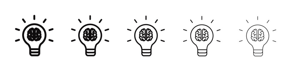 Brain idea icon black and white vector sign