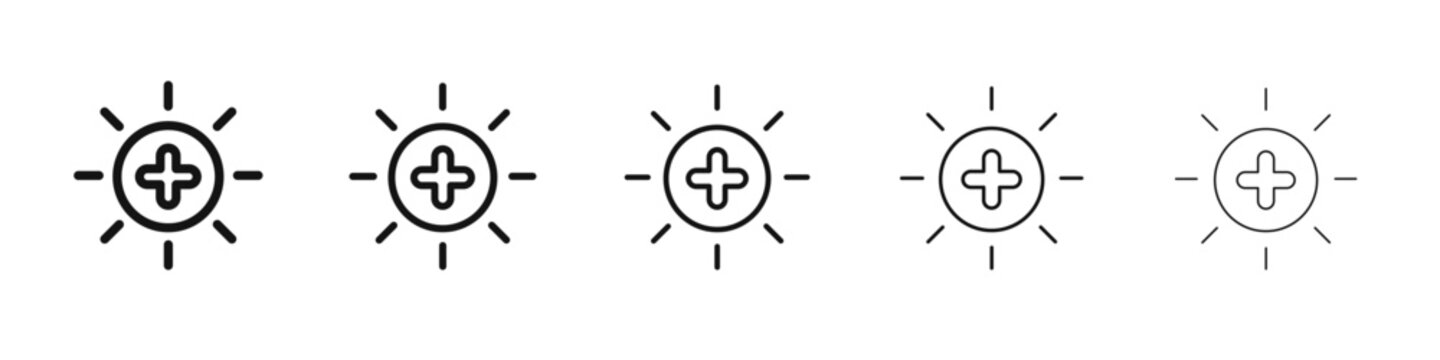 Brightness icon black and white vector sign