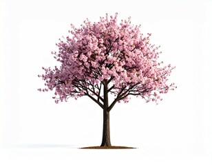 Naklejka premium Isolated Cherry Blossom Tree on White Background