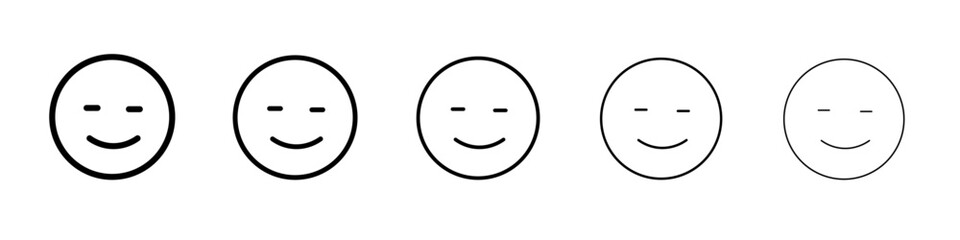 Fototapeta premium Calm Emoji icon black and white vector sign