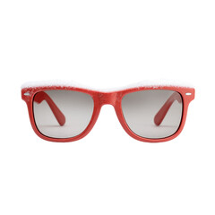 Stylish Red Sunglasses with Frosty Details on Lenses for Winter Fashion and Outdoor Activities Transparent background or png