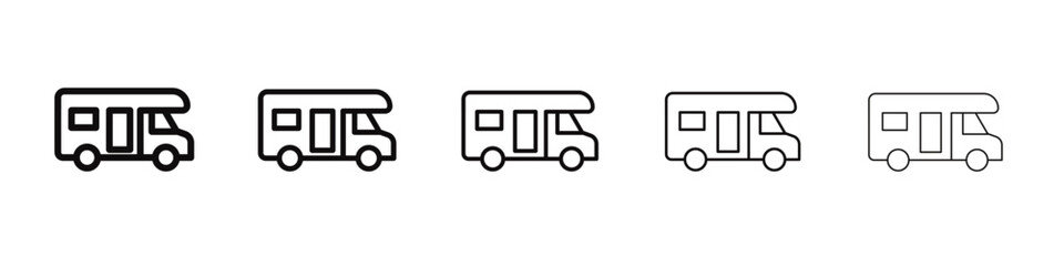 camping car icon black and white vector sign