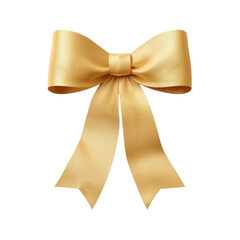Elegant Golden Satin Bow for Decorative Present Wrapping or Accessory Enhancement in Celebratory Themes Transparent background or png