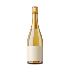 Elegant Golden Bottle of Sparkling Wine with Blank Label for Custom Branding and Celebratory Events Photography Transparent background or png