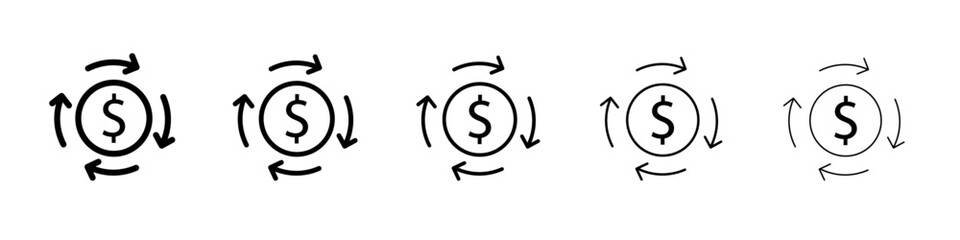 Cash flow icon black and white vector sign