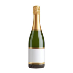 Elegant Champagne Bottle with Gold Foil and Blank Label for Customization on Isolated Background Transparent background or png