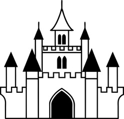 Obraz premium Fairytale Castle Outline Vector with Towers
