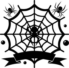 Obraz premium Cobweb banner spiderweb halloween Silhouette Vector