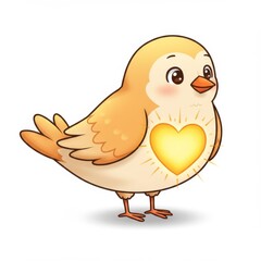 Fototapeta premium Cute Yellow Bird with Glowing Heart Illustration