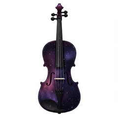 Naklejka premium Galaxy Violin: Purple Nebula Design