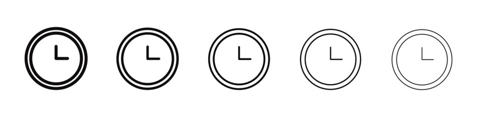 Clock icon black and white vector sign