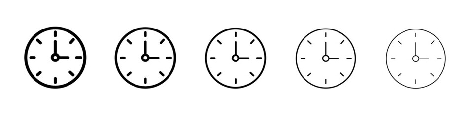 Clock icon black and white vector sign