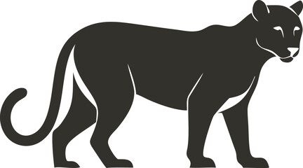 Minimalist Panther Silhouette Vector – Elegant Black and White Big Cat Illustration