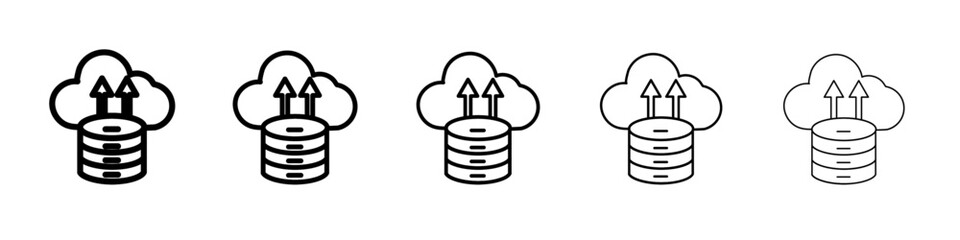 Cloud Data settings icon black and white vector sign