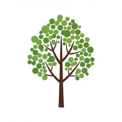 Obraz premium Simple Green Tree Illustration on White Background