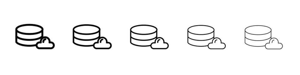 Cloud database icon black and white vector sign