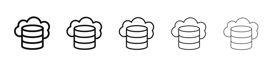 Cloud database icon black and white vector sign