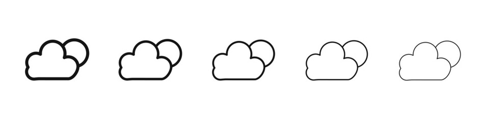 Cloud sun icon black and white vector sign