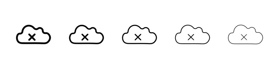 cloud sync disable icon black and white vector sign