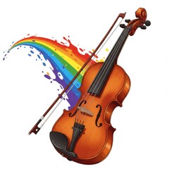 Fototapeta premium Vibrant Rainbow Violin Illustration