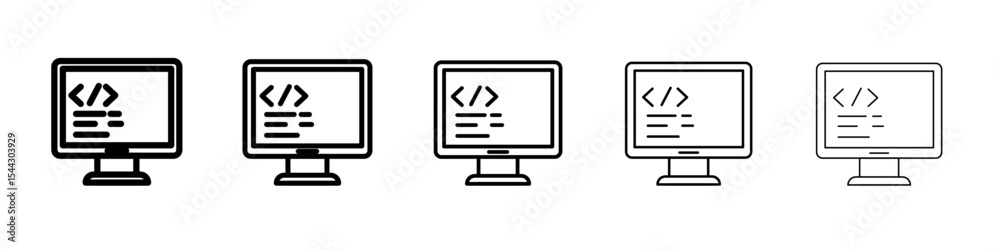 Wall mural coding program icon black and white vector sign