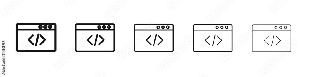 Wall mural coding program icon black and white vector sign