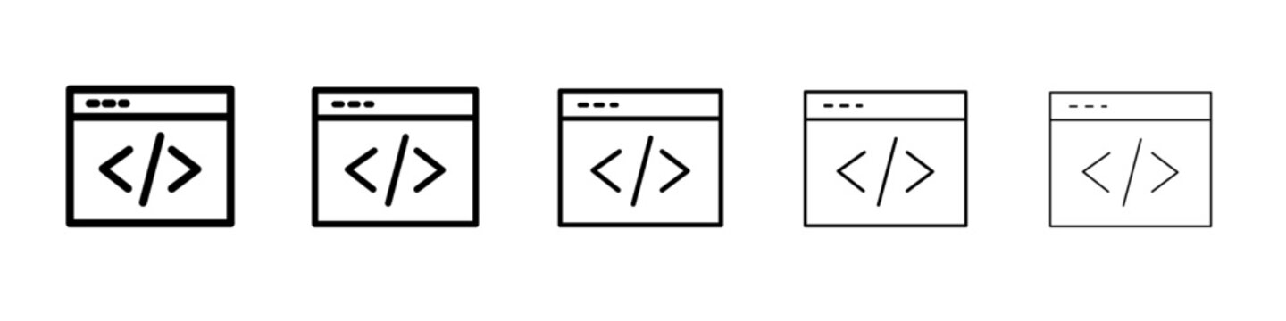 coding program icon black and white vector sign