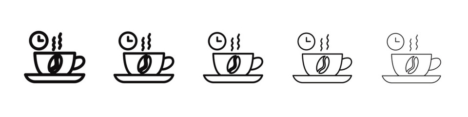Coffee time icon black and white vector sign
