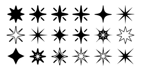 Collection of Hand Drawn Sparkle Elements Starbursts Twinkles and Shine Icons in Vector Format for Graphic Design