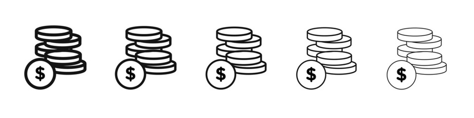 Coins stack icon black and white vector sign