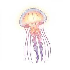 Fototapeta premium Pastel Jellyfish Illustration Aquatic Underwater Life