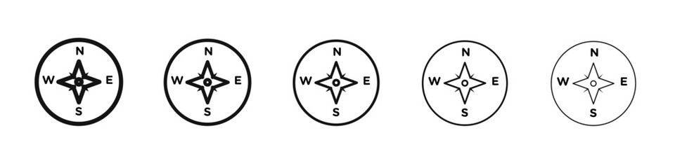 Compass icon black and white vector sign