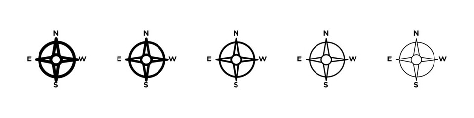 compass navigation icon black and white vector sign