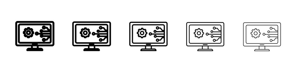 Computer Technology icon black and white vector sign