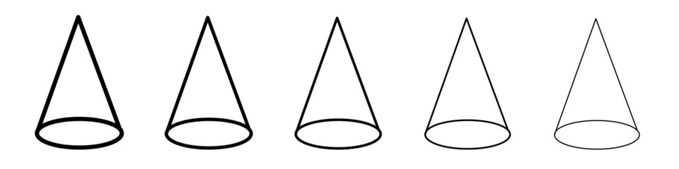 Cone shape 3D icon black and white vector sign