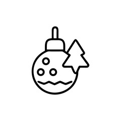 Outline of a christmas ornament with a christmas tree next to it design